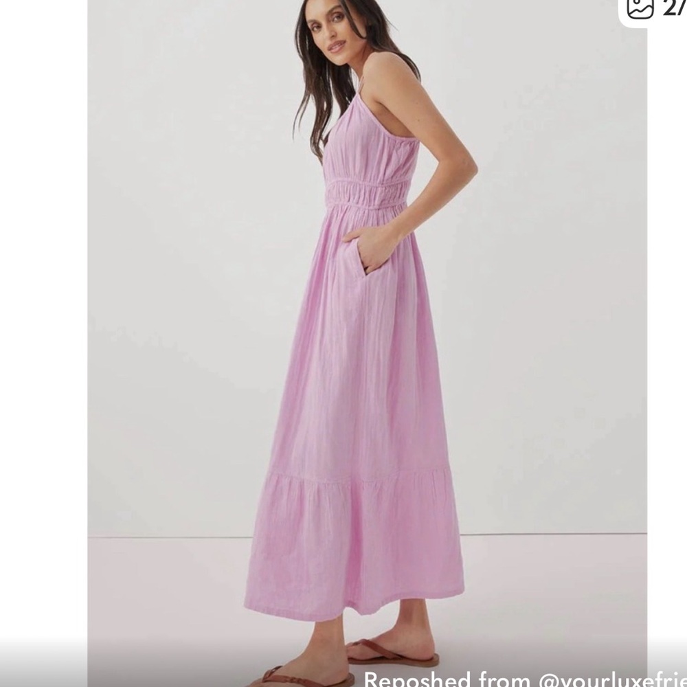 Pact Coastal Double Gauze Cami Maxi Dress in Lilac Pink Size XS - Picture 2 of 7